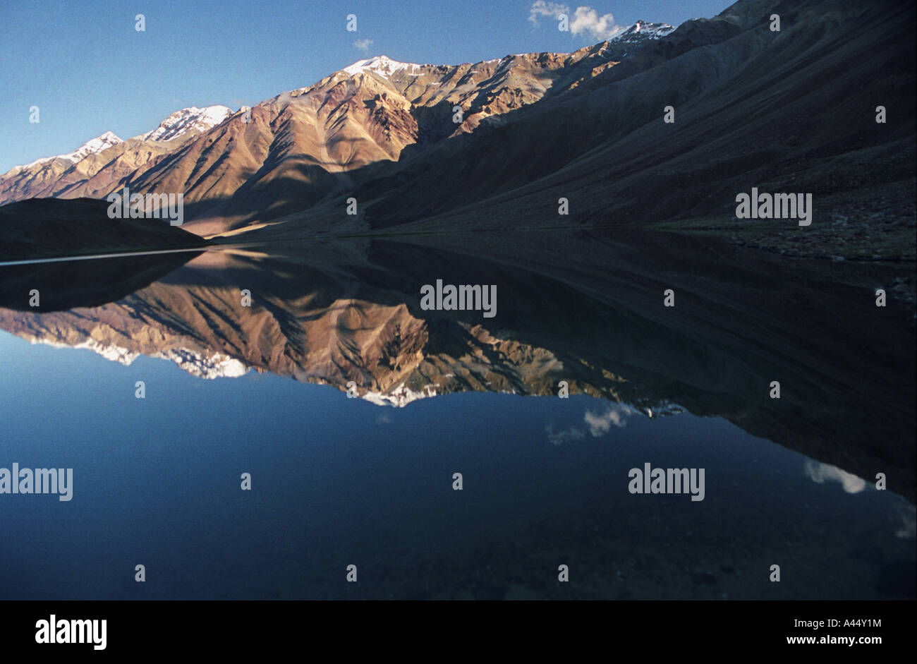 Moon Lake The perfect reflection. Indian Himalayas, India Stock Photo
