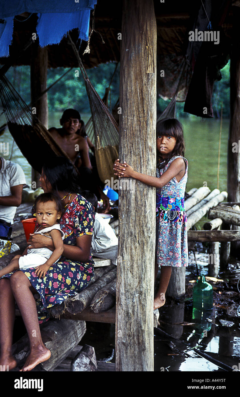 The  Warao Indians live on stilt houses in the Orinoco delta in Venezuela Stock Photo