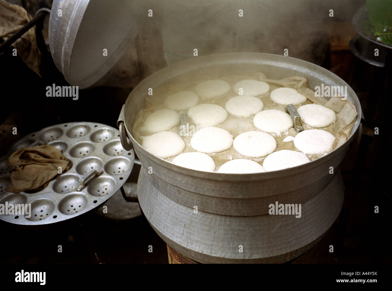 Steaming Idlys - South India Stock Photo
