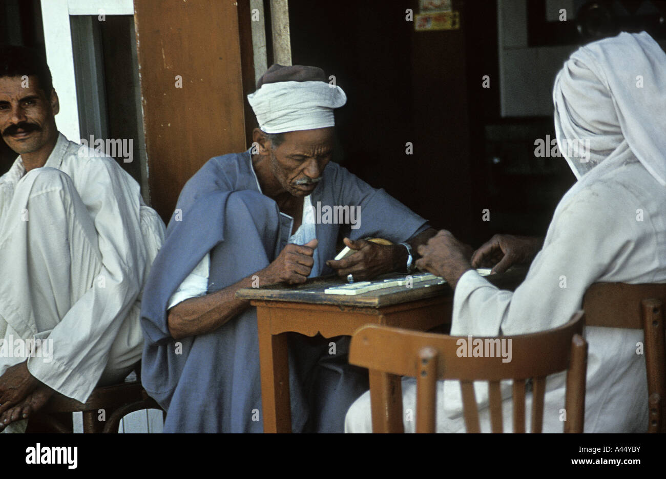 Playing Domino in the streets of Luxor- Egypt Stock Photo