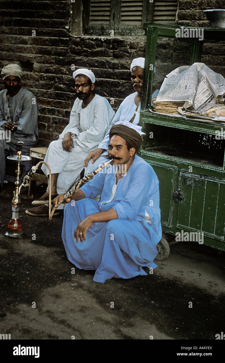 Smoking the Shisha during a lazy afternoon in Aswan, Egypt Stock Photo