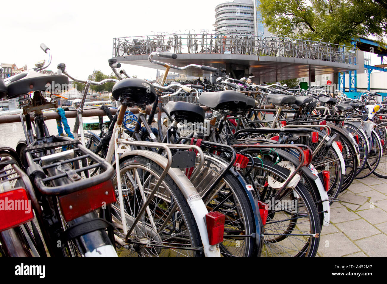 Bikes in racks Amsterdam Holland Stock Photo Alamy