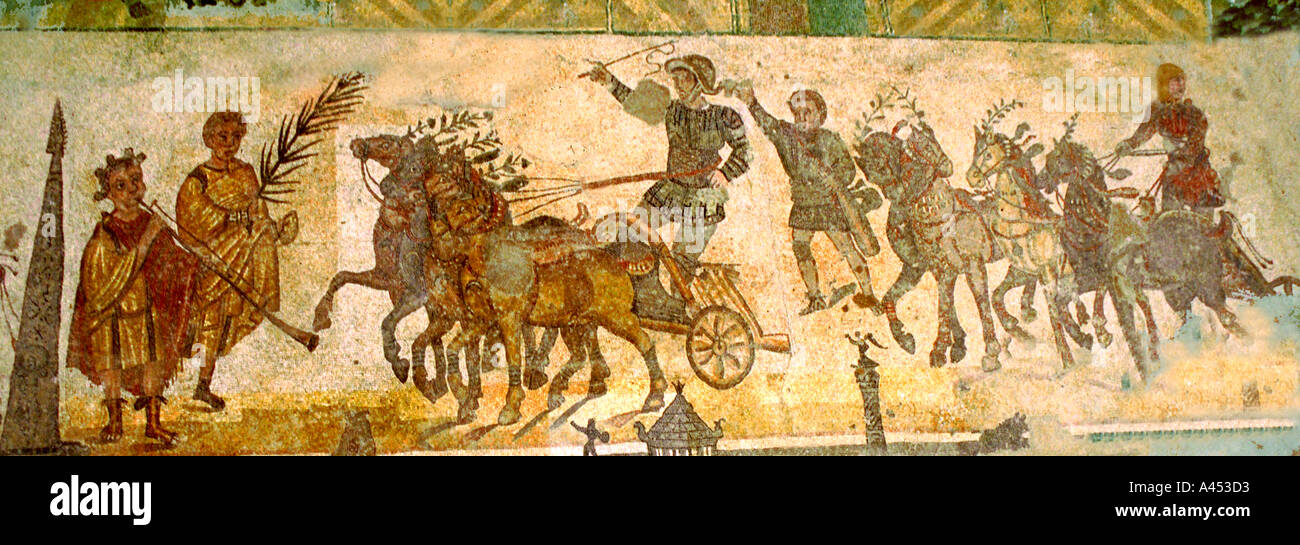 Mosaic Floor Romana del Casale Sicily 1 Stock Photo