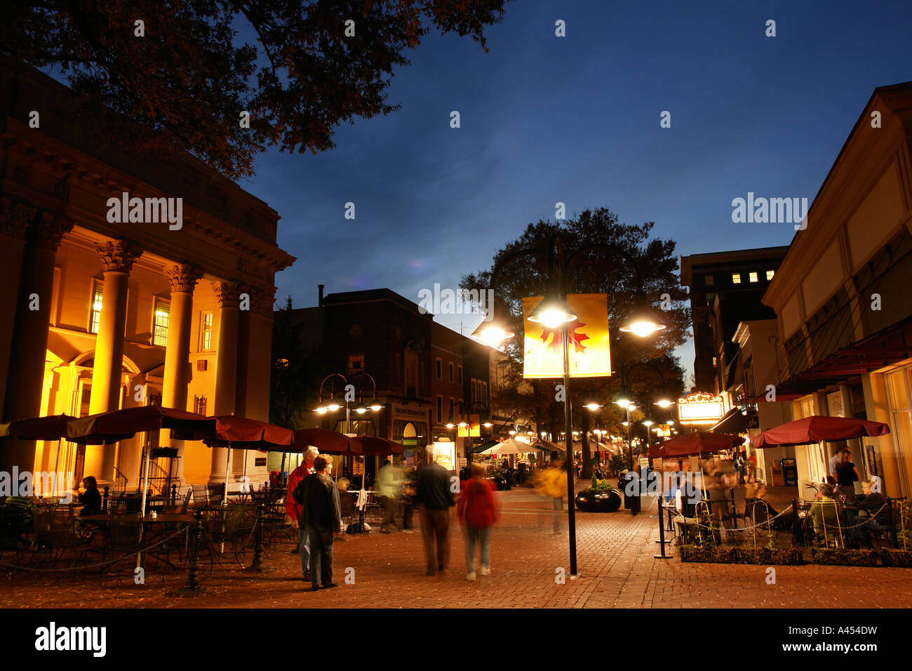 AJD53728, Charlottesville, VA, Virginia, Historic Downtown, evening Stock Photo