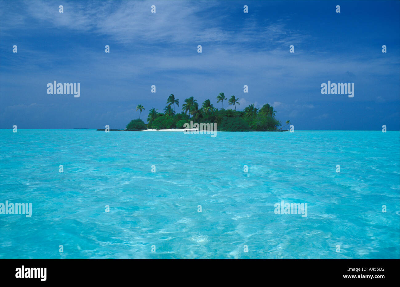 Uninhabited Tropical Island nr Mahe Maldives Stock Photo