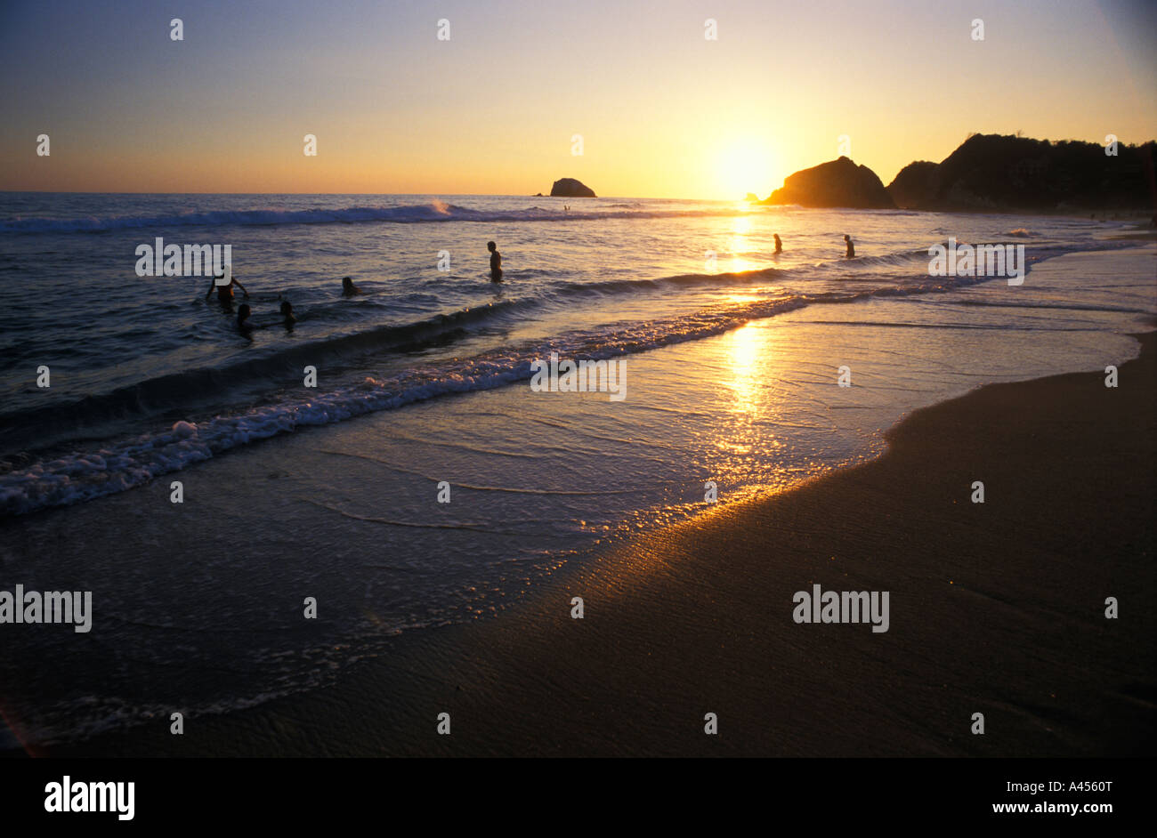 People bathing at Zipolite beach Oaxaca Mexico Stock Photo Alamy