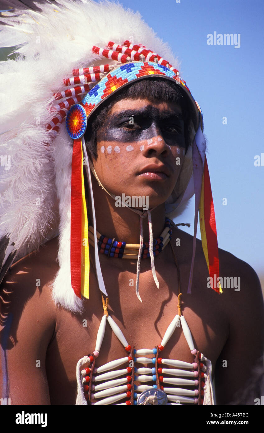 Natives from the Crow Indian Reservation during a Powwow celebration ...