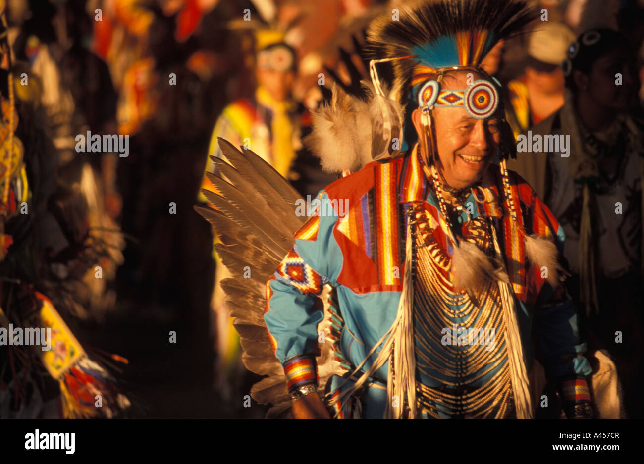 Powwow Dancers of the Flathead Indian Reservation, Montana. USA Stock Photo