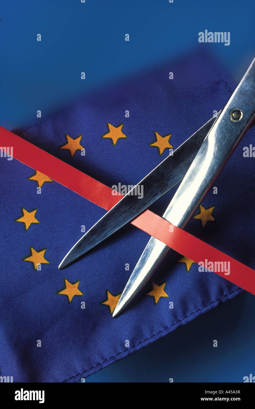 cutting European red tape Stock Photo Alamy