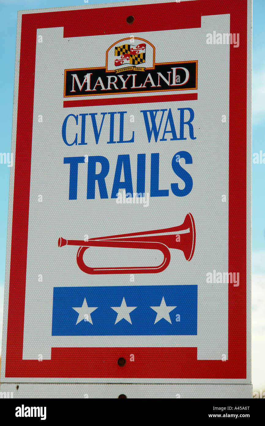 AJD53525, MD, Maryland, Maryland Civil War Trails, scenic byways, road signs Stock Photo