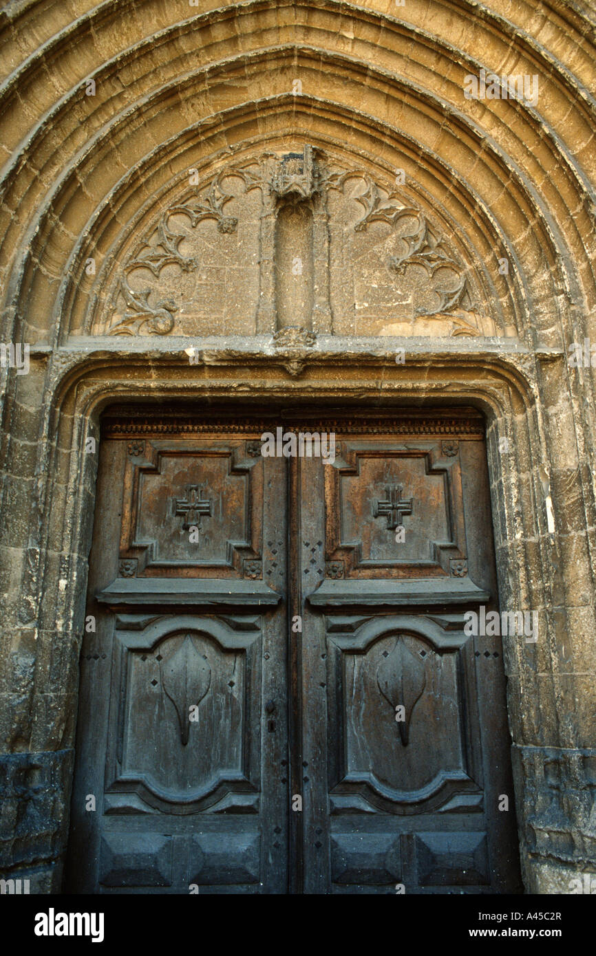 Saint Maximin la Sainte Baume France Basilique Ste Marie Madeleine Basilica of Mary Magdalene Medieval door portal Stock Photo