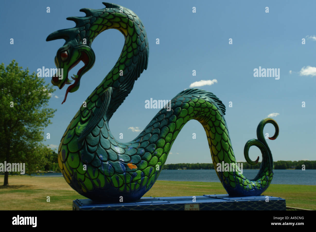 AJD57418, Crosby, MN, Minnesota, Serpent Lake, dragon, serpent statue Stock Photo
