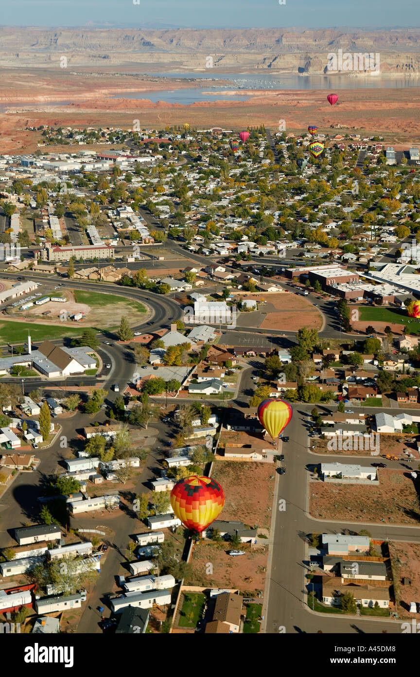 The town of Page as seen from a hot air ballon Lake Powell Balloon