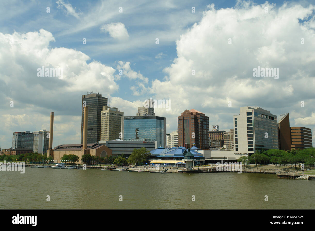 AJD57716, Toledo, OH, Ohio, Downtown Skyline, Maumee River Stock Photo
