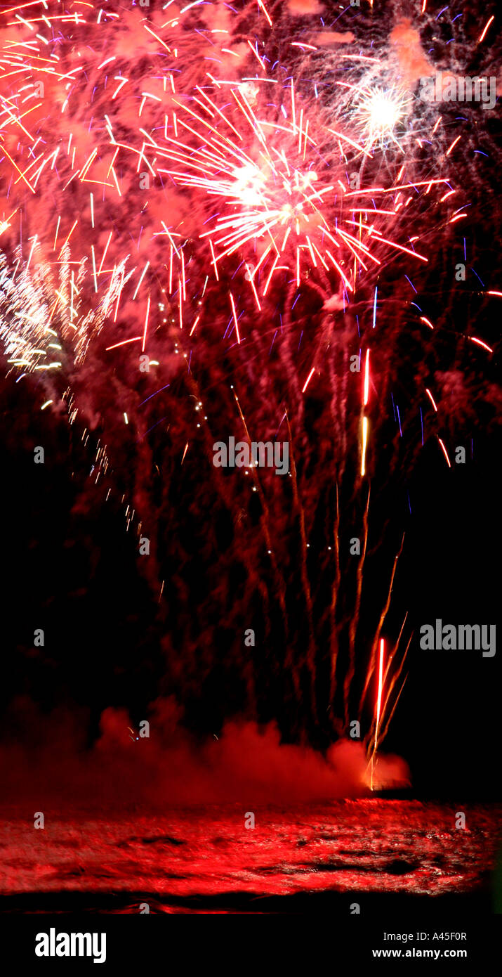 New years eve fireworks on beach Stock Photo Alamy