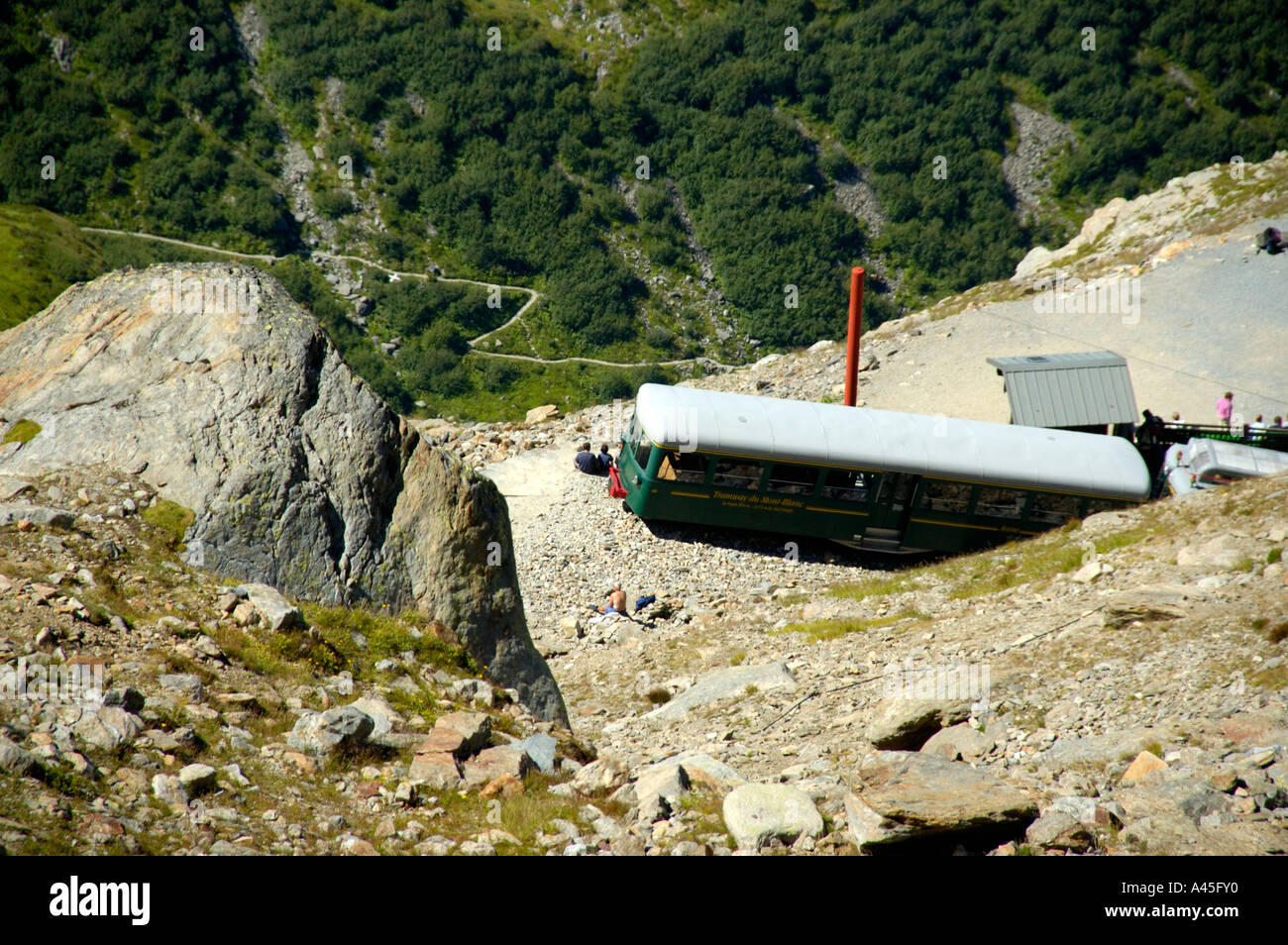 Final station Le Nid d'Aigle of Tramway du Mont Blanc with train Stock  Photo - Alamy
