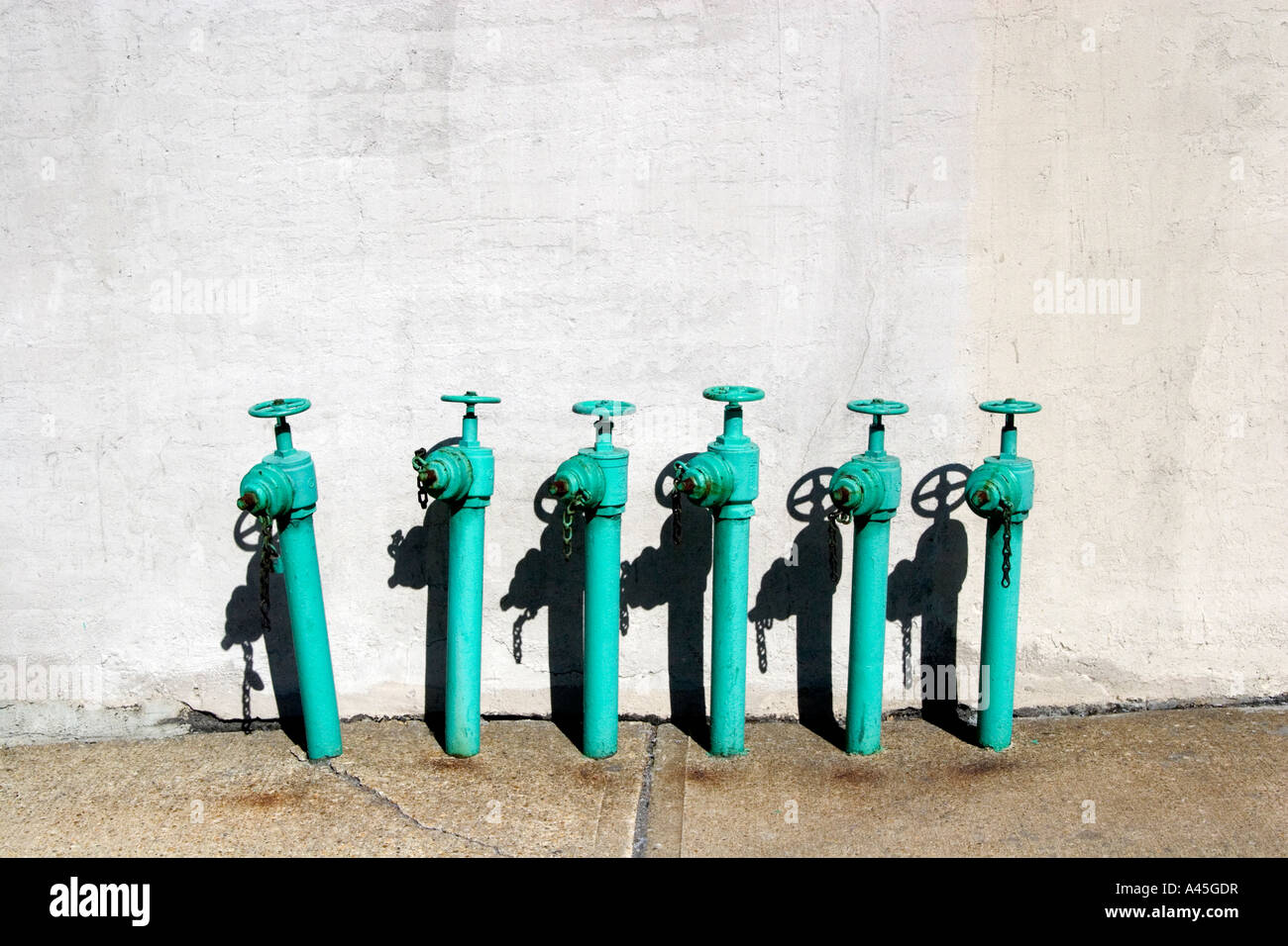 six fire standpipes Stock Photo Alamy