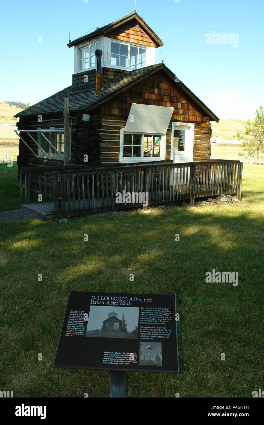 AJD56382, Missoula, MT, Montana, SmokeJumpers Base Aerial Fire Depot, lookout, viewpoint, Fire Watch Tower Stock Photo