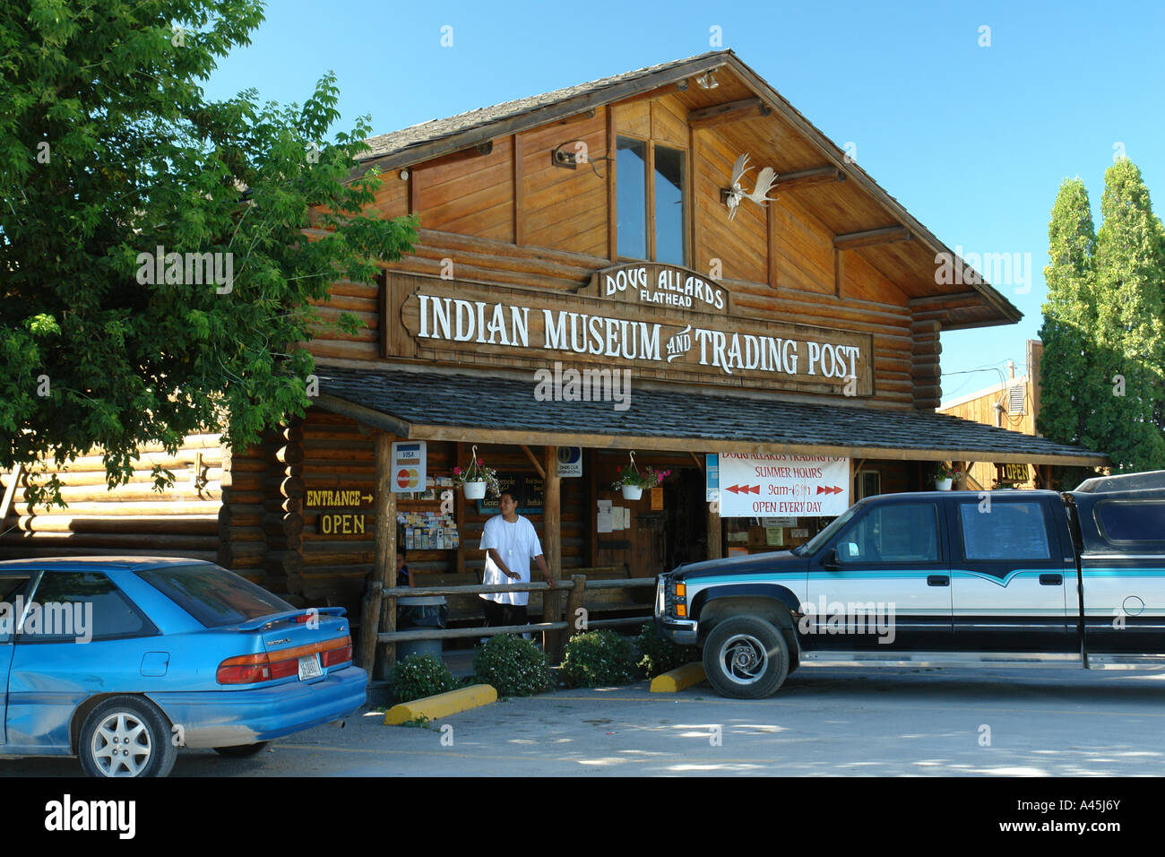 AJD56492, St Ignatius, MT, Montana, Flathead Indian Reservation, Mission Valley, Doug Allard's Indian Museum and Trading Post Stock Photo