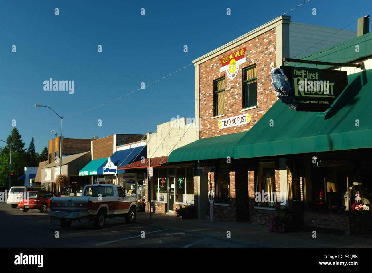 AJD56515, Polson, MT, Montana, Flathead Indian Reservation, Mission Valley, Historic Downtown Stock Photo