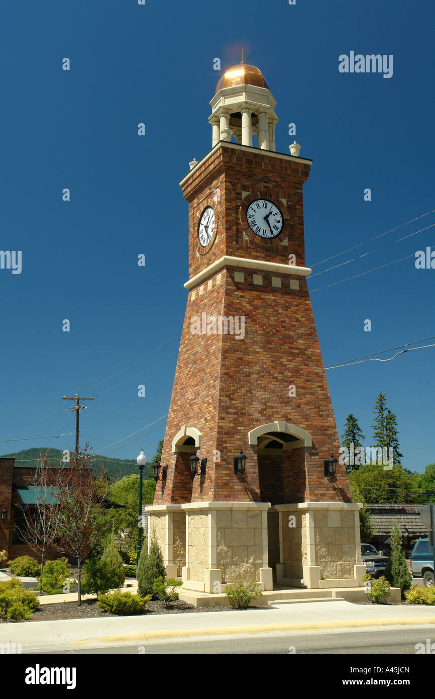 AJD56547, Whitefish, MT, Montana, Downtown, Clock Tower Stock Photo Alamy