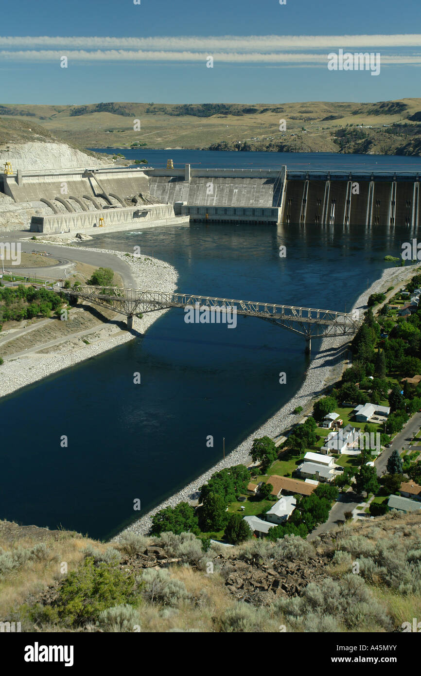 AJD55883, Coulee Dam, WA, Washington, Grand Coulee Dam, Columbia River, Lake Franklin D. Roosevelt National Recreation Area Stock Photo