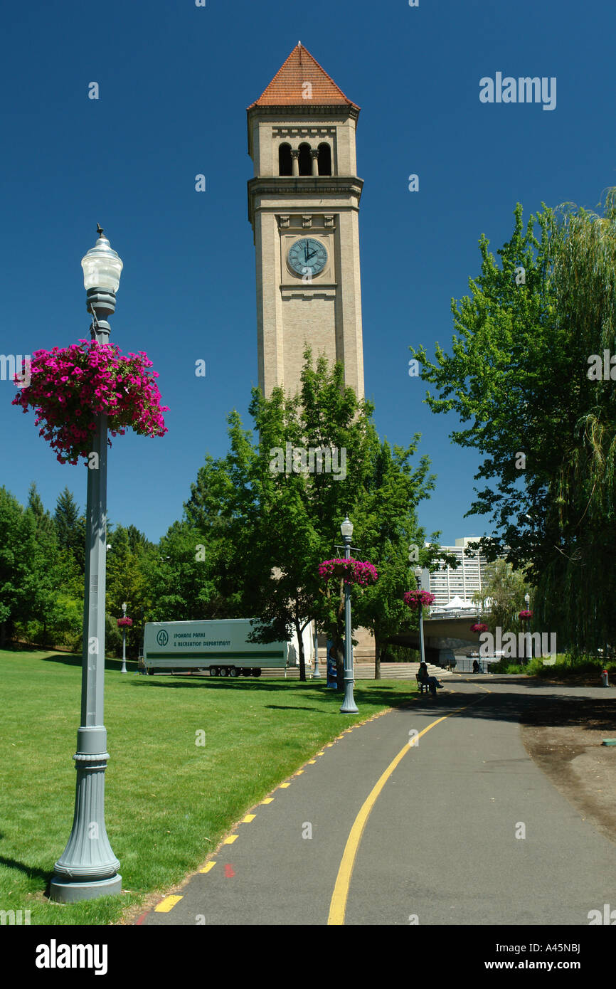 AJD55981, Spokane, WA, Washington, Clock Tower, Riverfront Park Stock