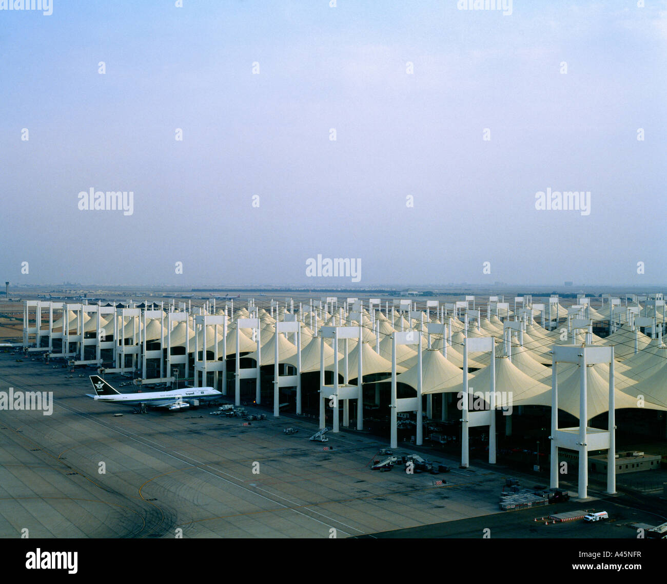 Jeddah Saudi Arabia Airport Hajj Terminal Saudia 747 Architects - Skidmore Owings & Merrill Stock Photo