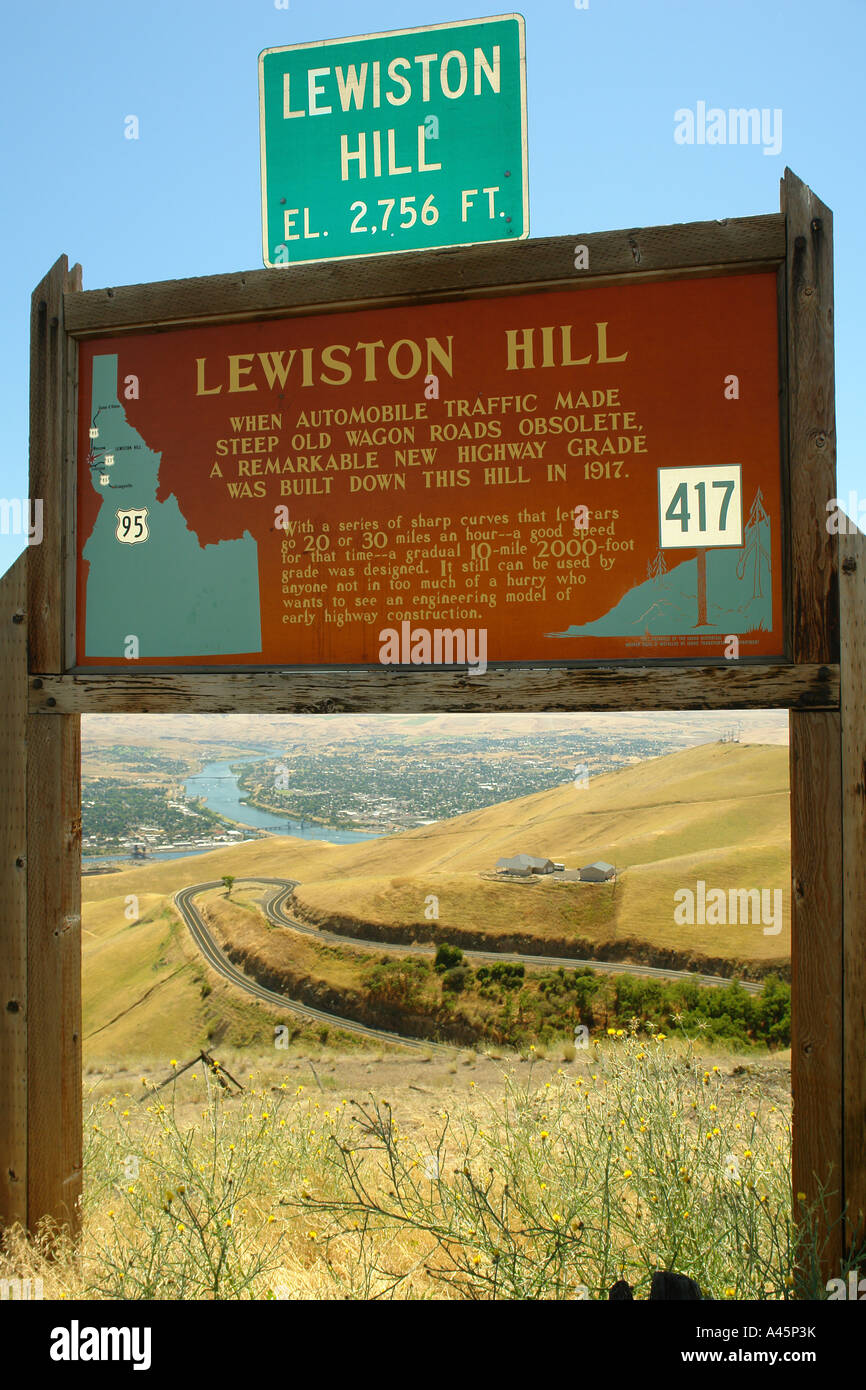 AJD56119, Lewiston, ID, Idaho, Snake and Clearwater Rivers, Steamboats, interpretive sign, historical marker Stock Photo