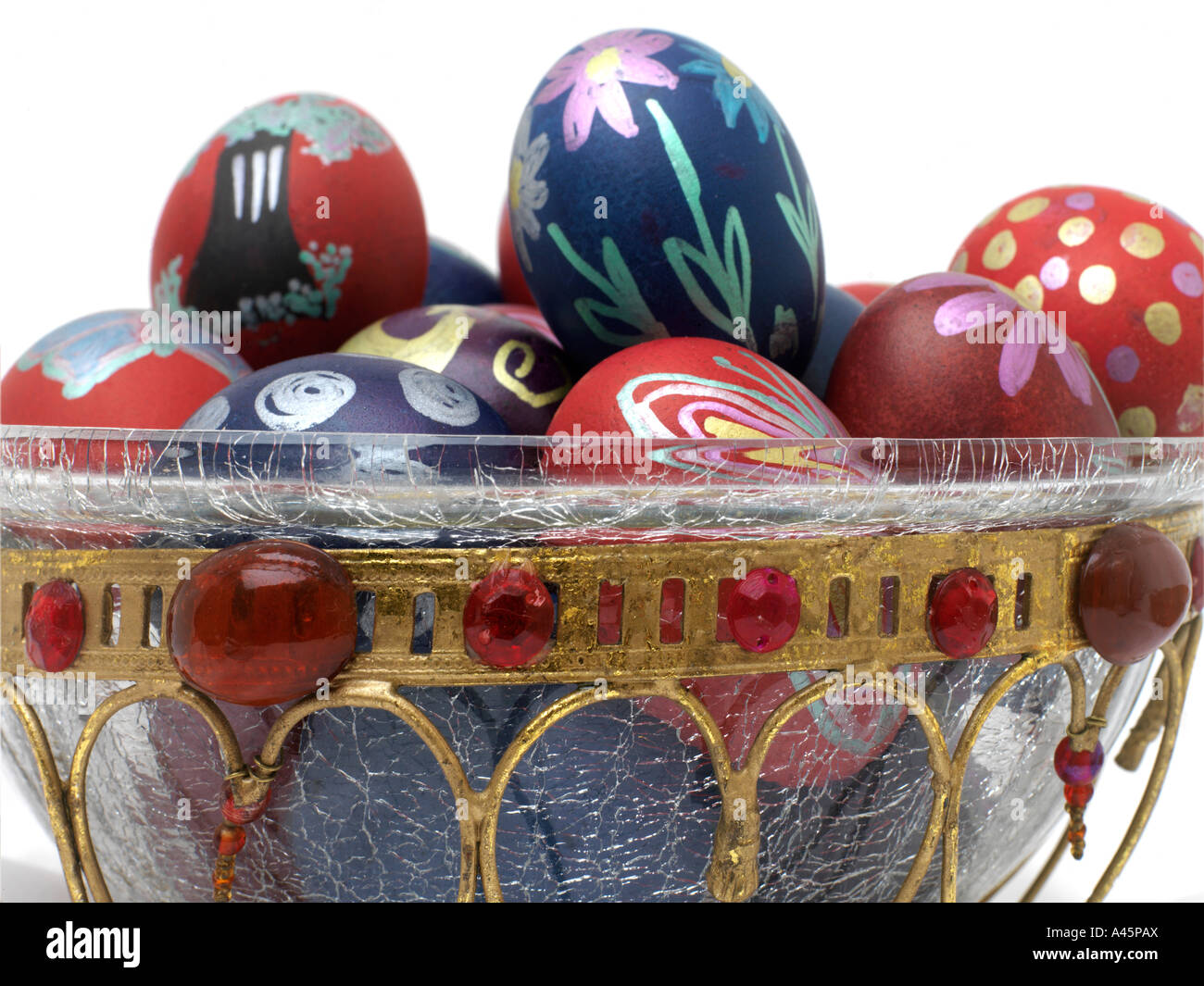 Bowl of Painted Chickens Eggs Stock Photo Alamy