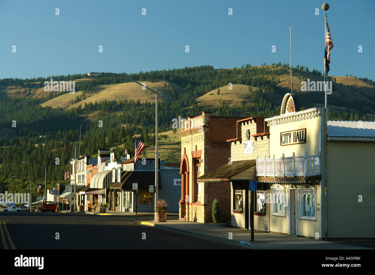 AJD56154, Kamiah, ID, Idaho, downtown, City Hall Stock Photo Alamy