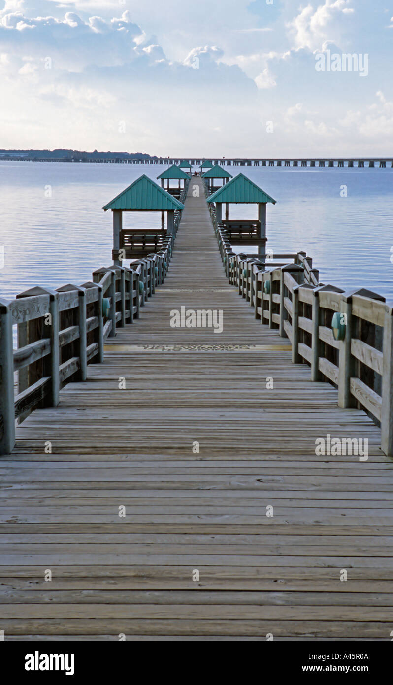 Pier and bridge on the Bay St Louis Mississippi Stock Photo
