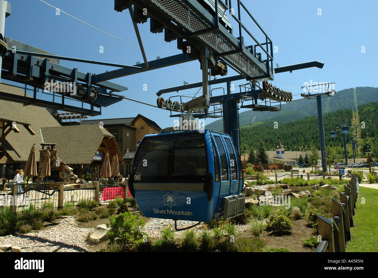 AJD56263, Kellogg, ID, Idaho, Silver Mountain Resort, Gondola Stock