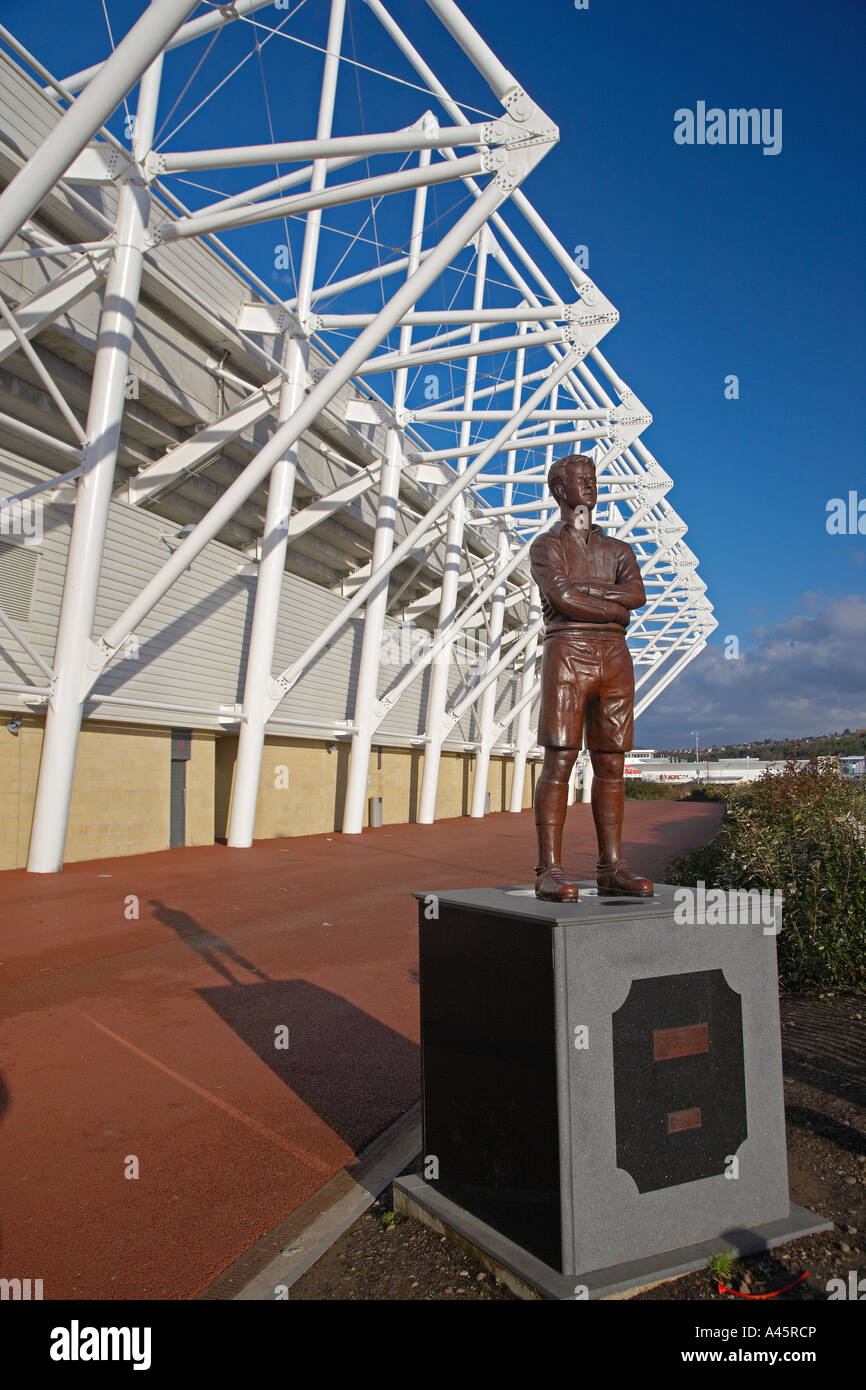 Statue of Ifor Allchurch MBE Swansea Golden Boy outside Liberty Stadium Swansea Stock Photo