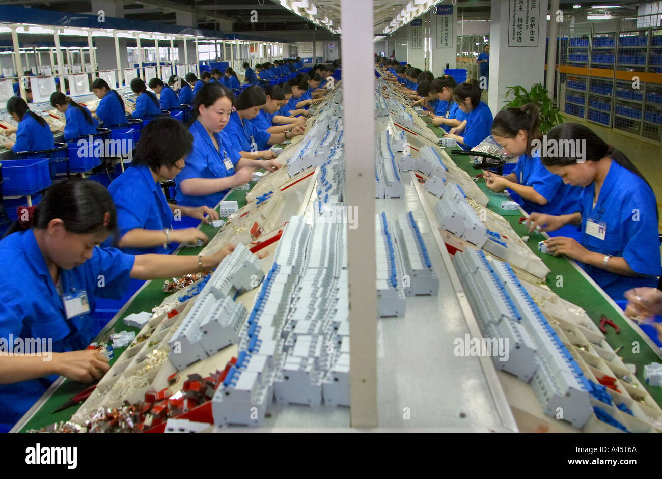 female workers on the assembly line at the chint group low voltage