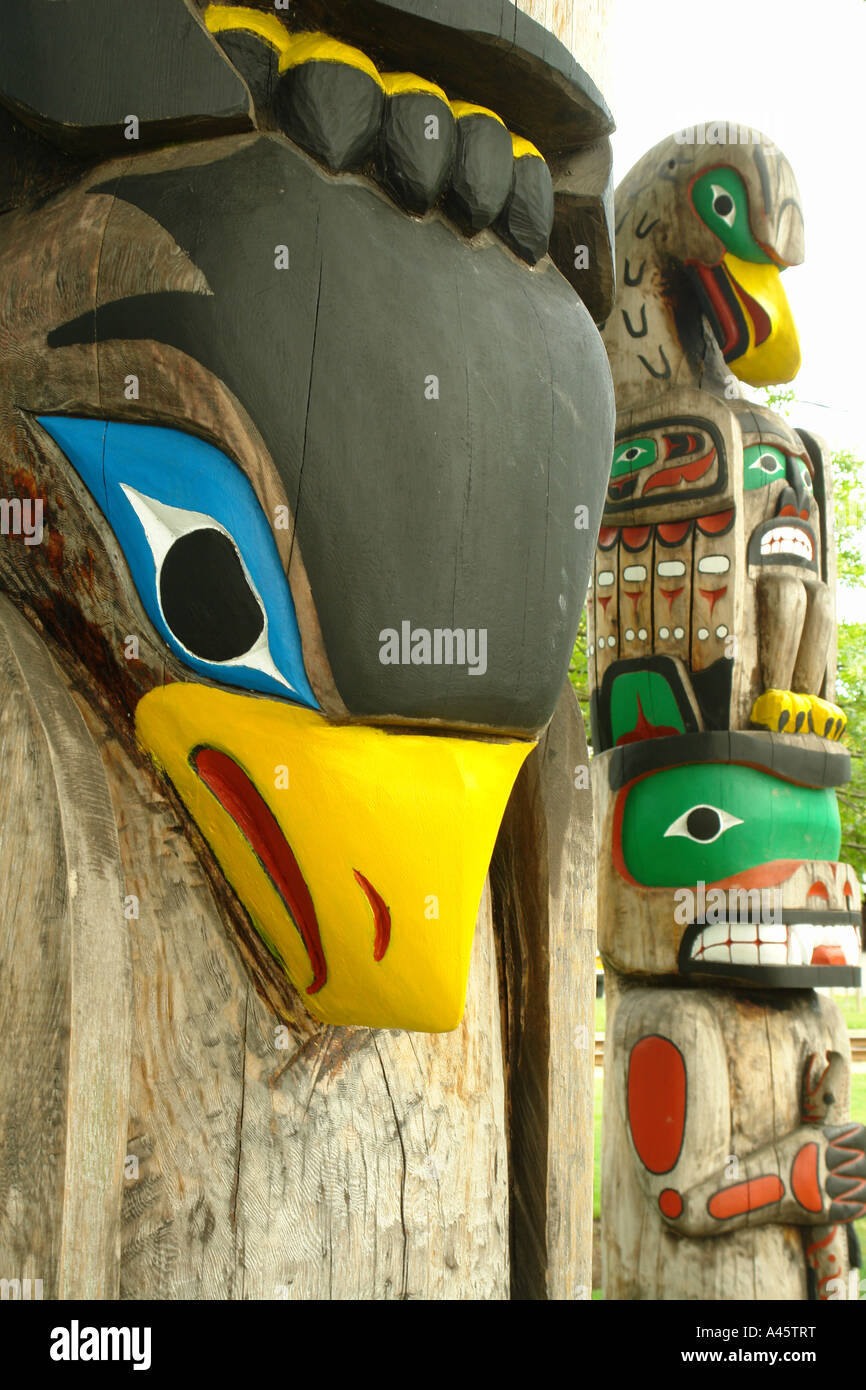 AJD55721, Duncan, British Columbia, Canada, Vancouver Island, Totem poles Stock Photo