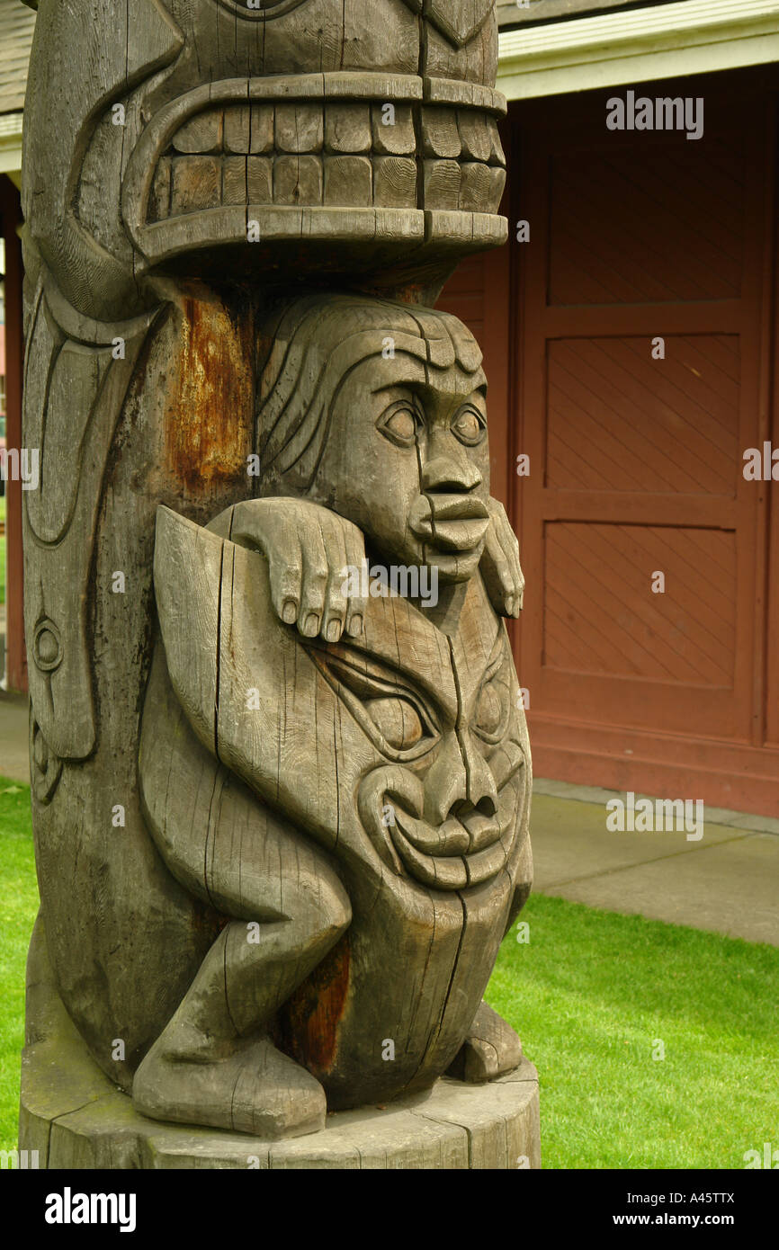 AJD55732, Duncan, British Columbia, Canada, Vancouver Island, Totem poles Stock Photo