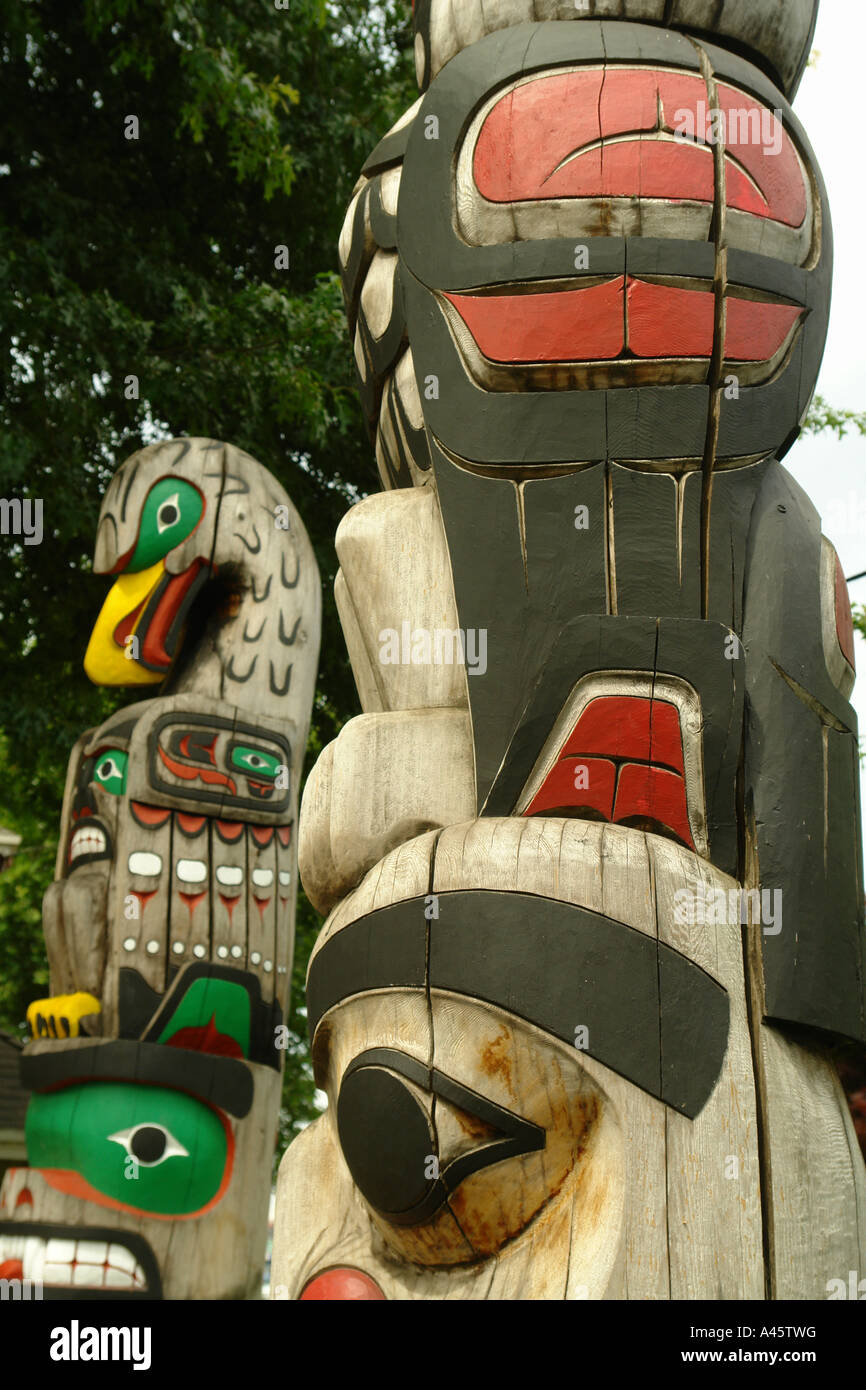 AJD55734, Duncan, British Columbia, Canada, Vancouver Island, Totem poles Stock Photo
