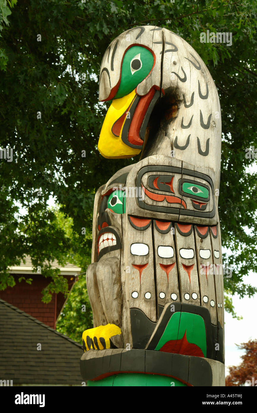 AJD55735, Duncan, British Columbia, Canada, Vancouver Island, Totem poles Stock Photo