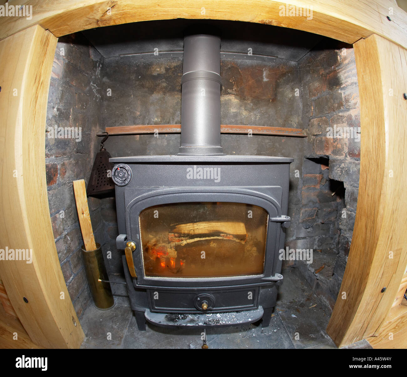 Log Burning Stove Stock Photo Alamy
