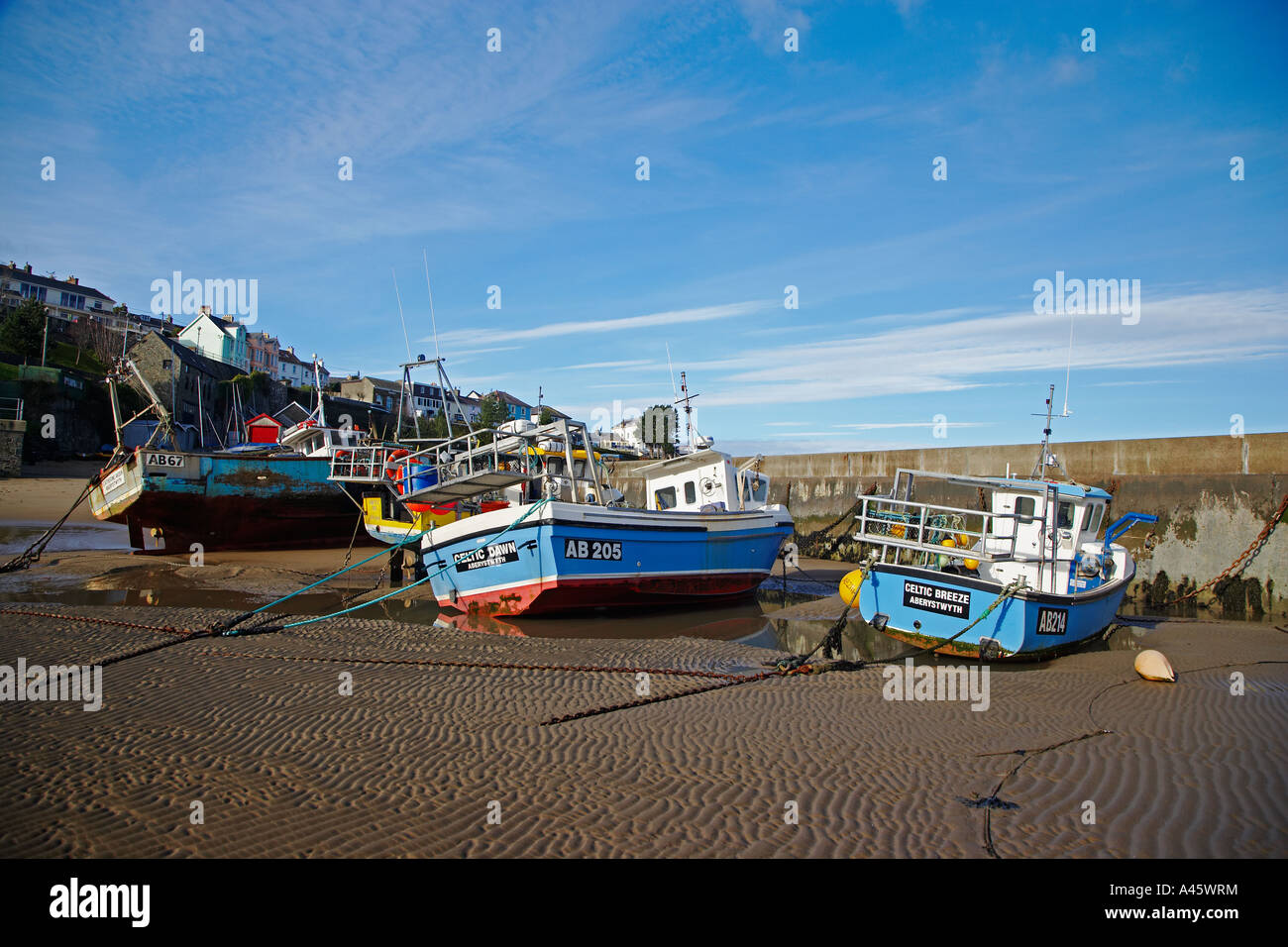 Boats "New Quay" Harbour Ceredigion Wales Stock Photo Alamy