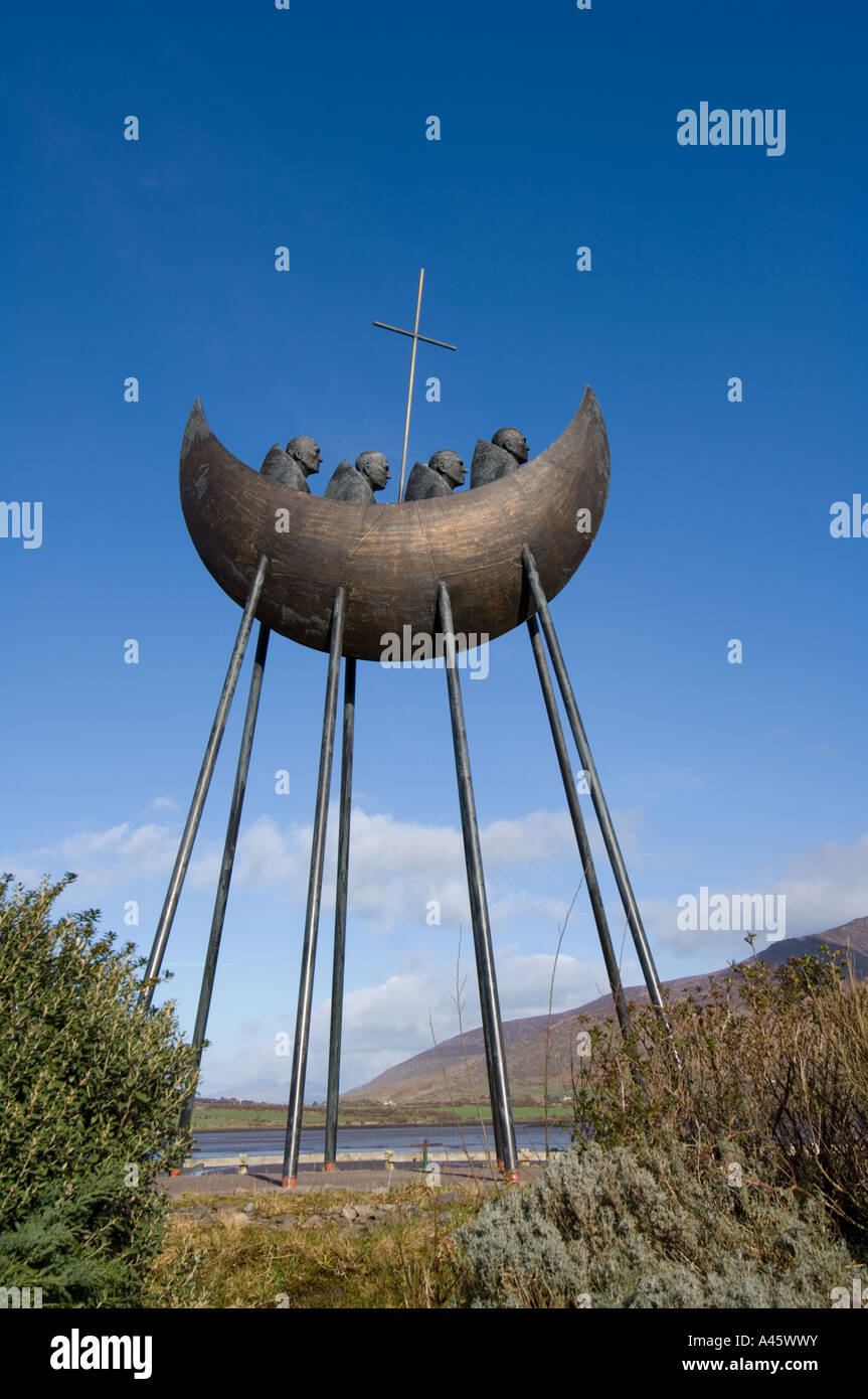 Monks in a boat sculpture Caherciveen - County Kerry - Ireland - Europe Stock Photo