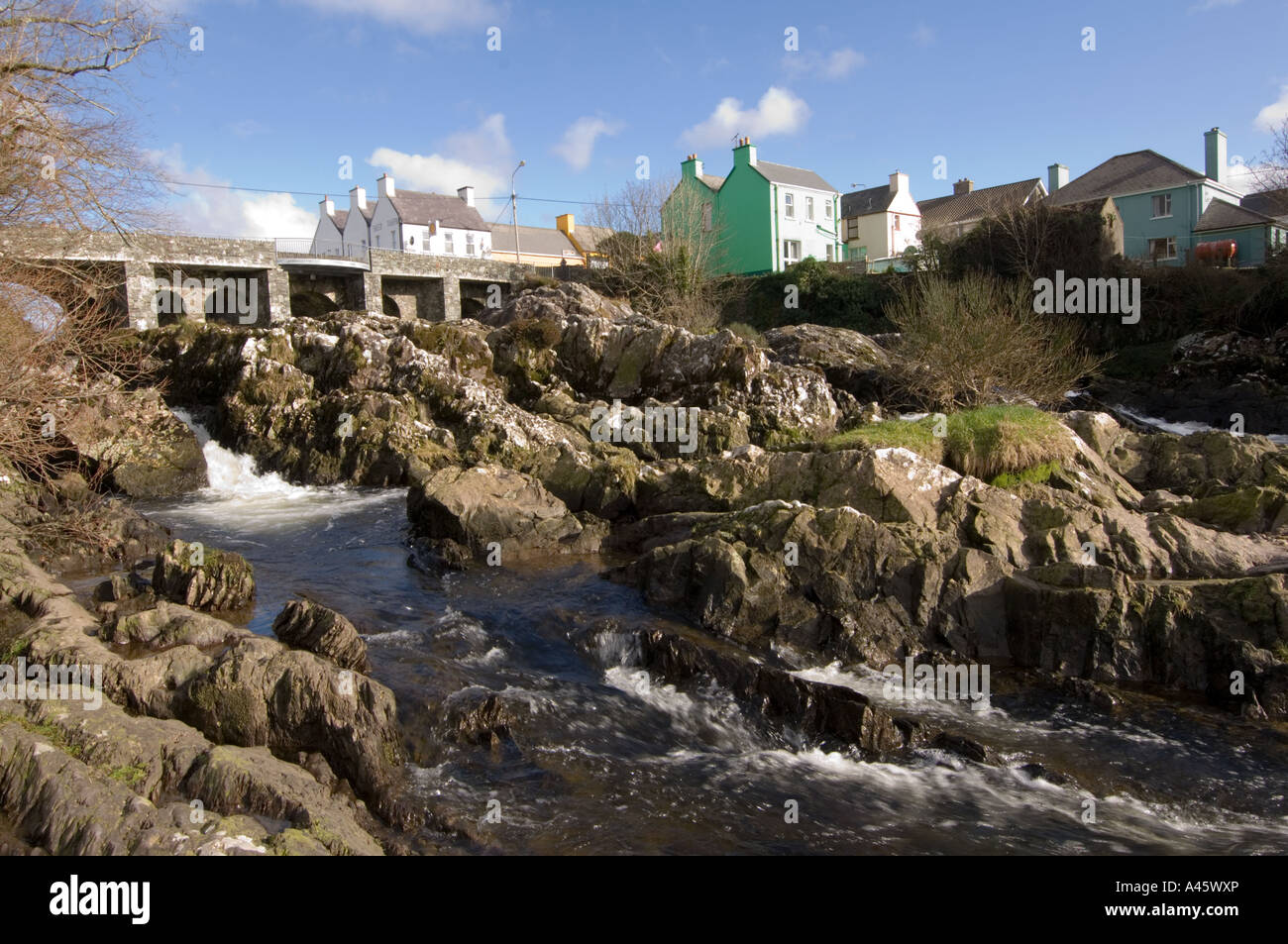 Sneem River flowing through the village Sneem County Kerry Ireland