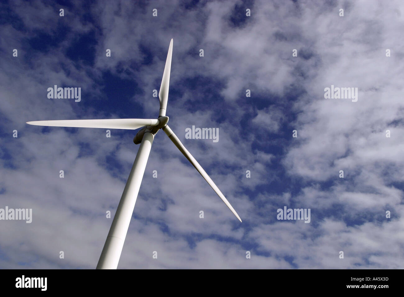 a windmill electricity turbine on the mynydd gorddu wind farm near talybont in west wales Stock Photo