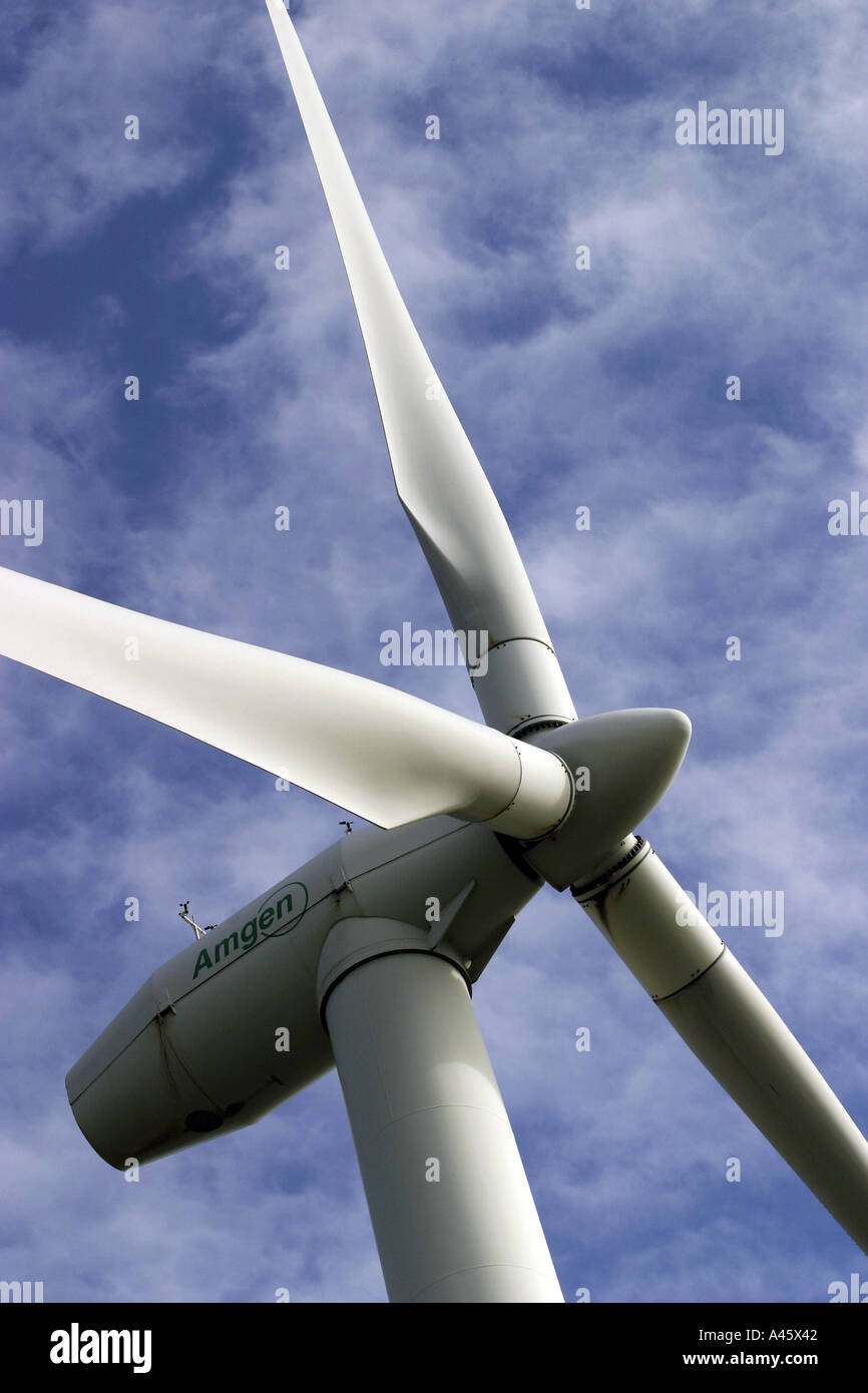 a windmill electricity turbine on the mynydd gorddu wind farm near talybont in west wales Stock Photo