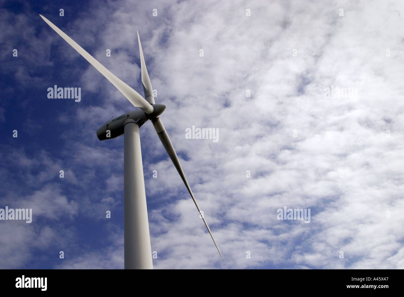 a windmill electricity turbine on the mynydd gorddu wind farm near talybont in west wales Stock Photo