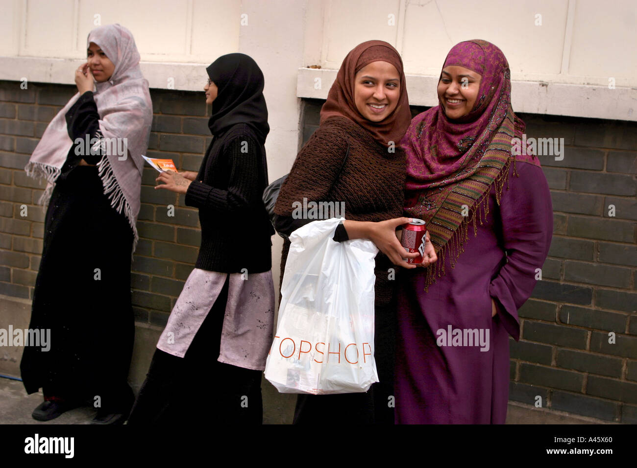 muslim women wearing the hijab headscarf and veil at a fair to open the ...