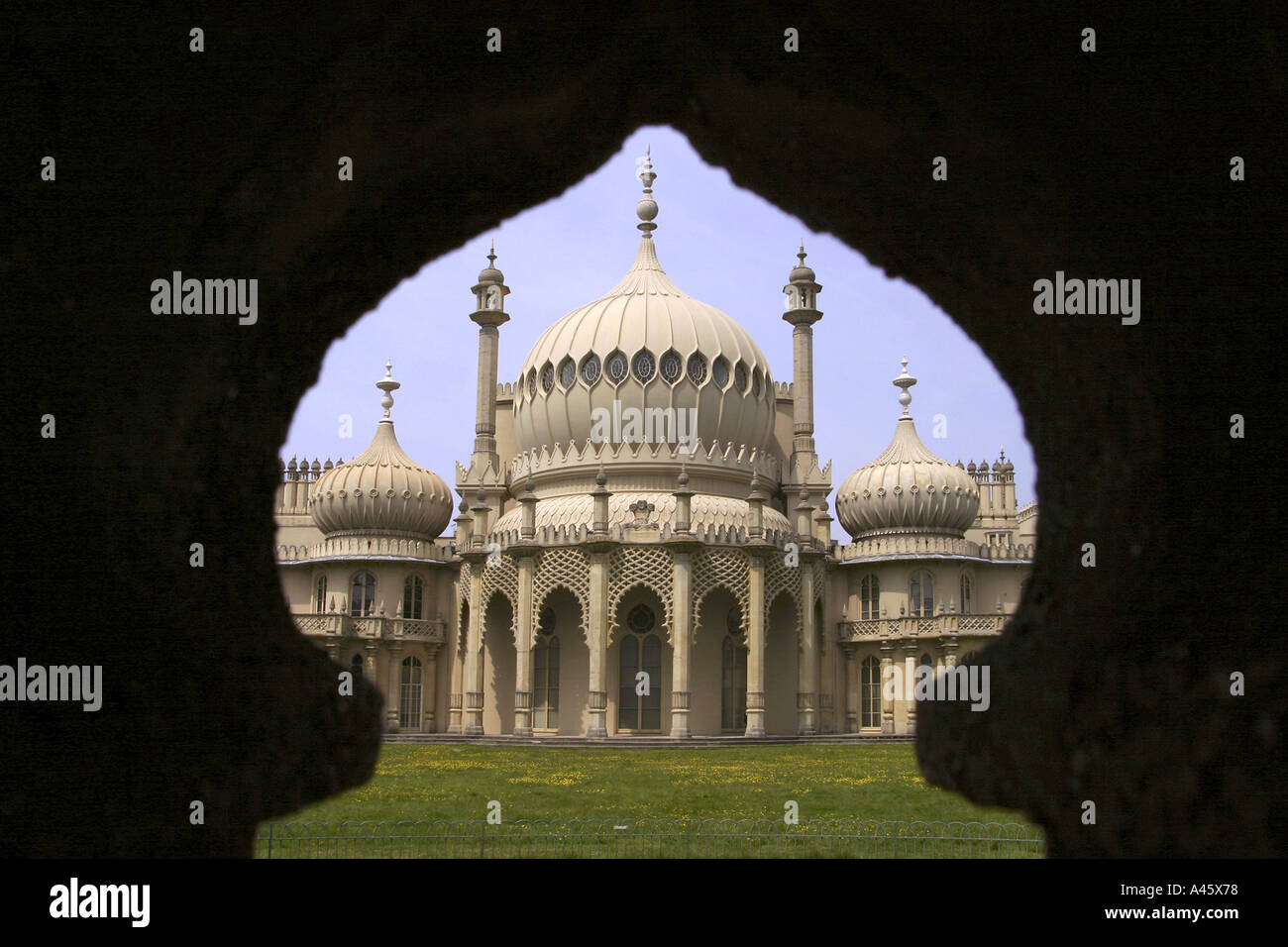 the front facade of brighton pavilion on the south coast of england Stock Photo