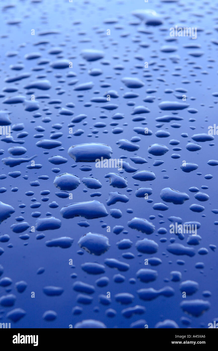rain drops on car roof Stock Photo