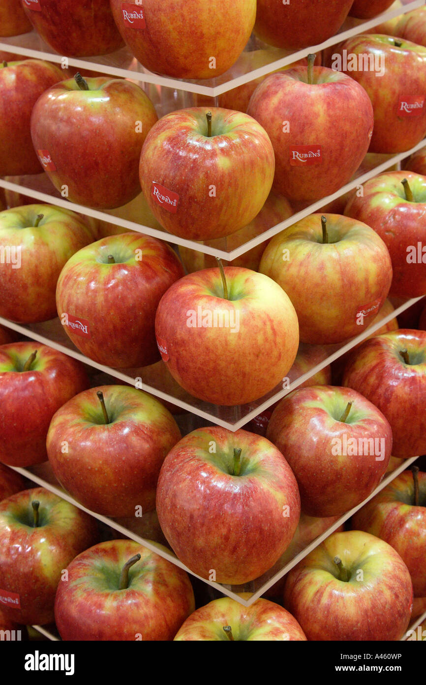 Pyramid of red apples Stock Photo Alamy
